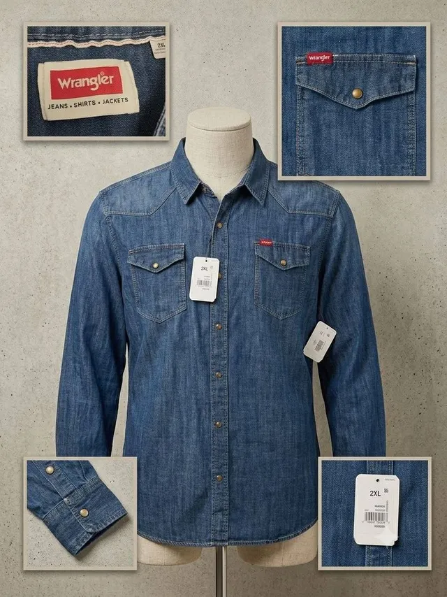 Wrangler мужская джинсовая рубашка, XXL
